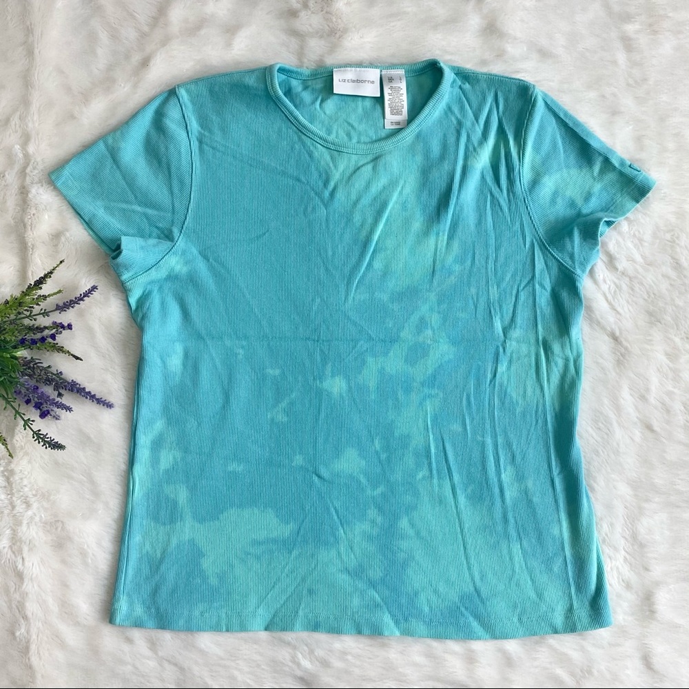 LIZ Claiborne Bleach Dyed Short Sleeve Top